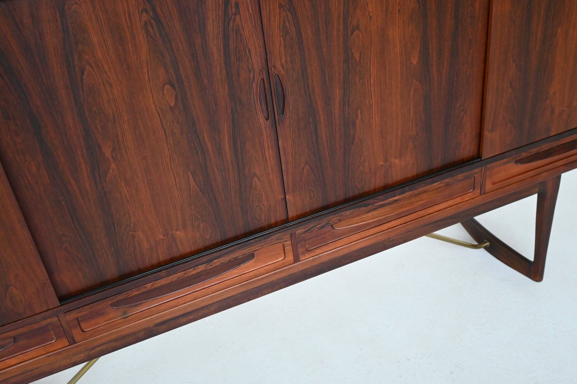 Sofus Jorgensen cross-leg highboard in rosewood Nyrup Denmark 1960
