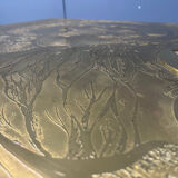 Etched brass and inlaid agate coffee table by Felix De Boussy, Belgium