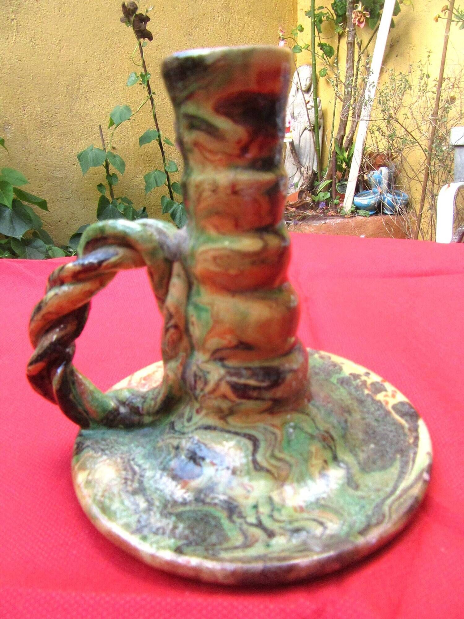 Small lamp base or candle holder in glazed earthenware, Bernard CLUNY pottery