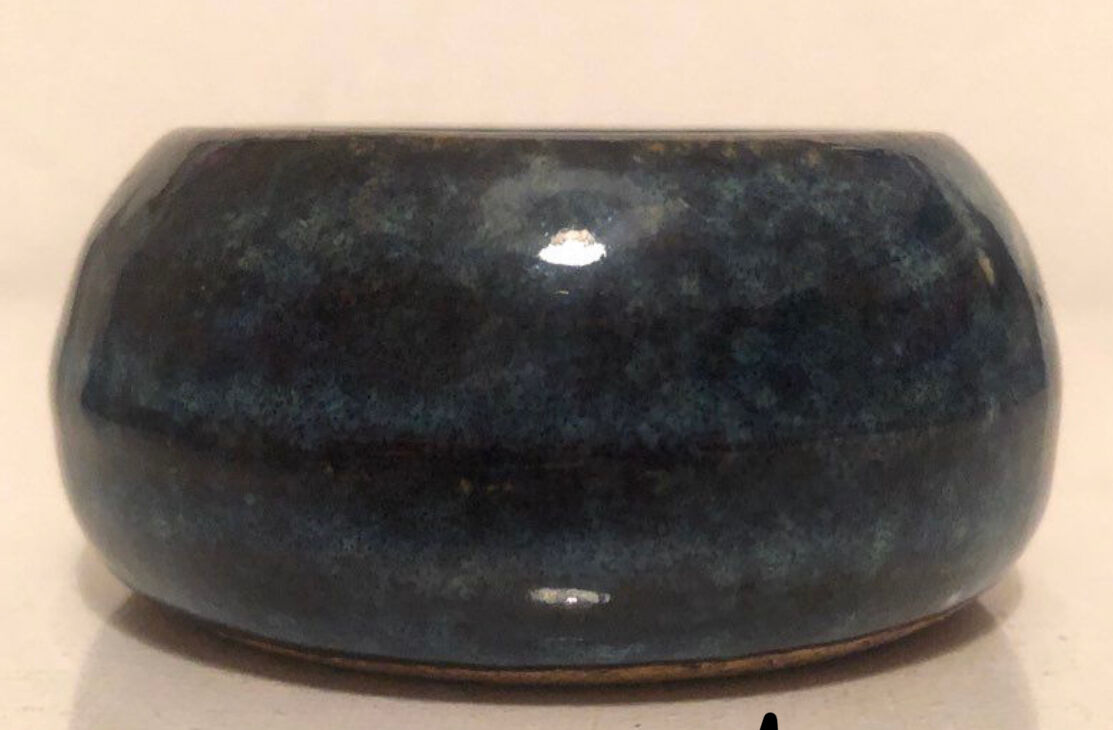 Small blue ceramic pot