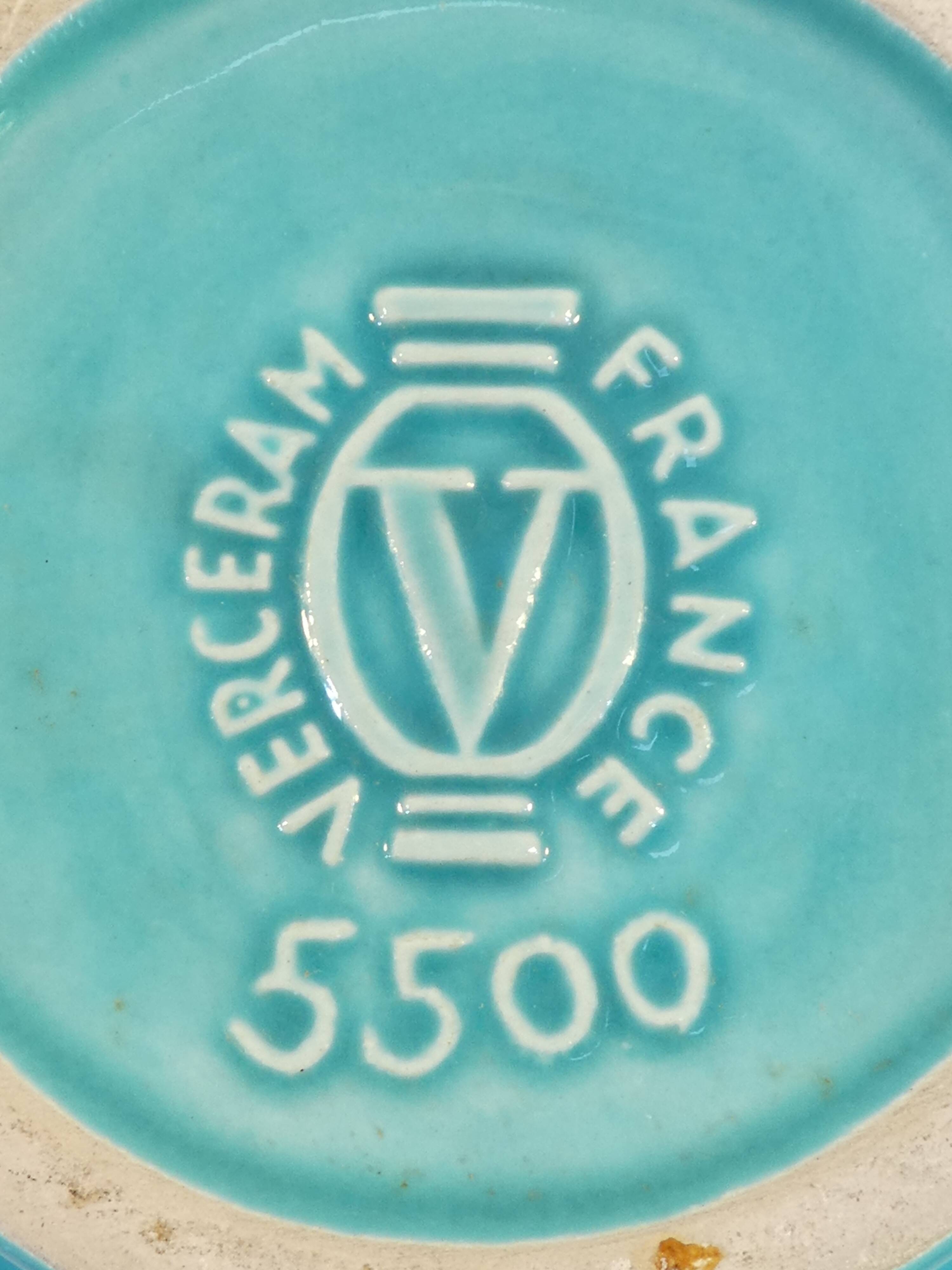 Pair of TURQUOISE BLUE AND GOLD VERCERAM vase