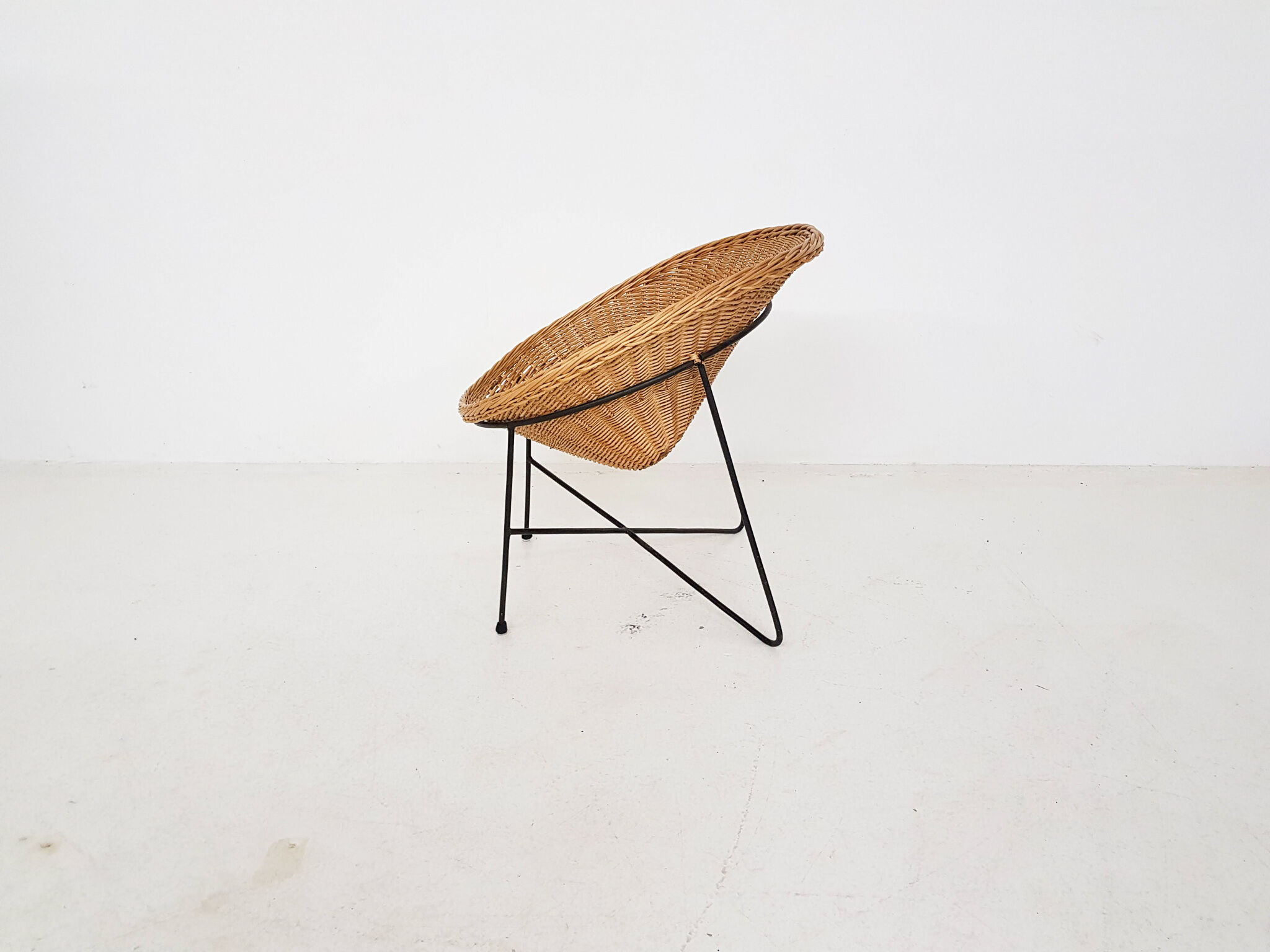 Rattan and metal lounge chair, The Netherlands 1950