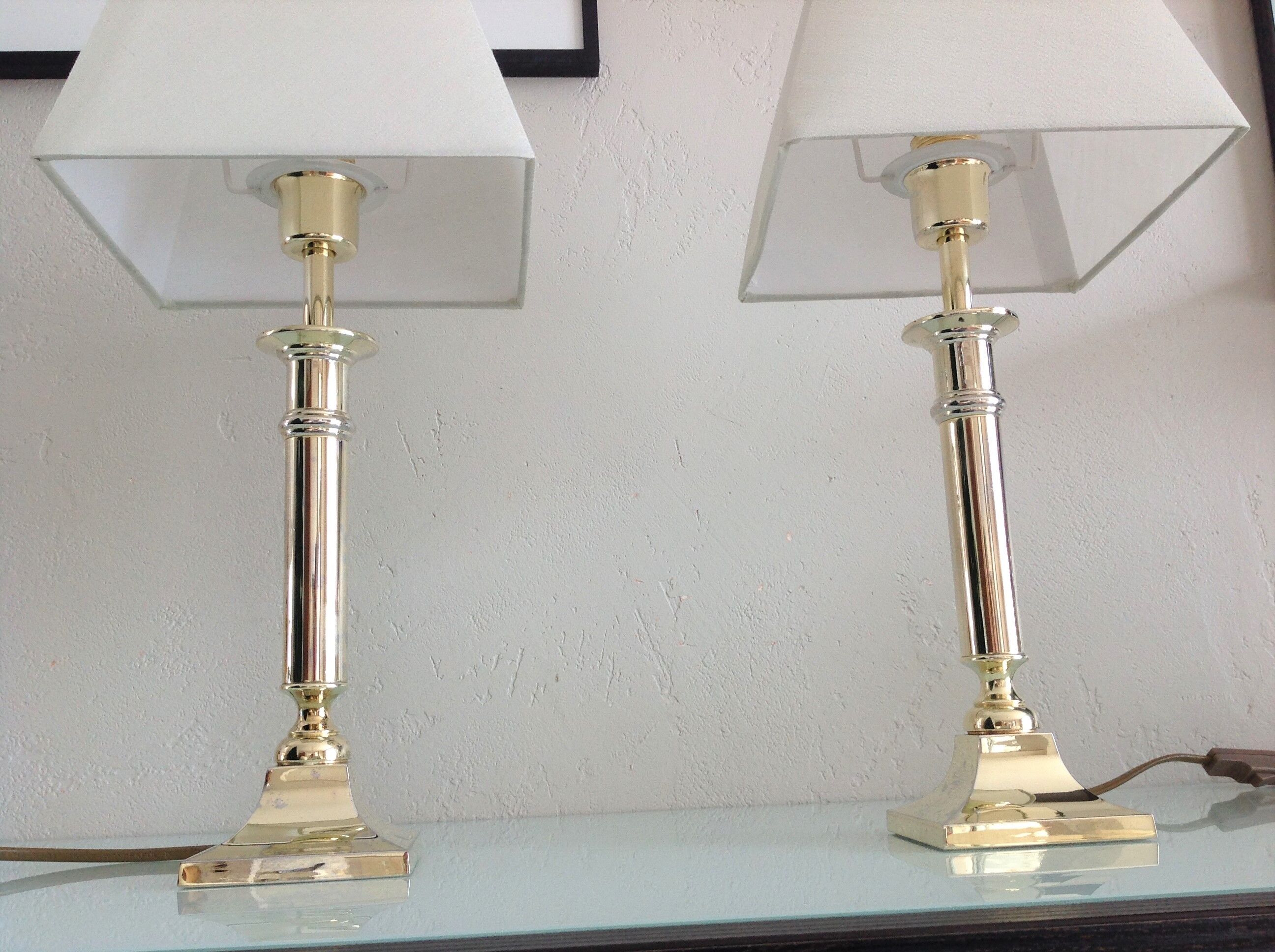 Pair of brass lamps art deco style 60s-70s