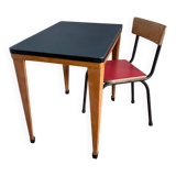 Vintage 1960s children's desk with school chair.