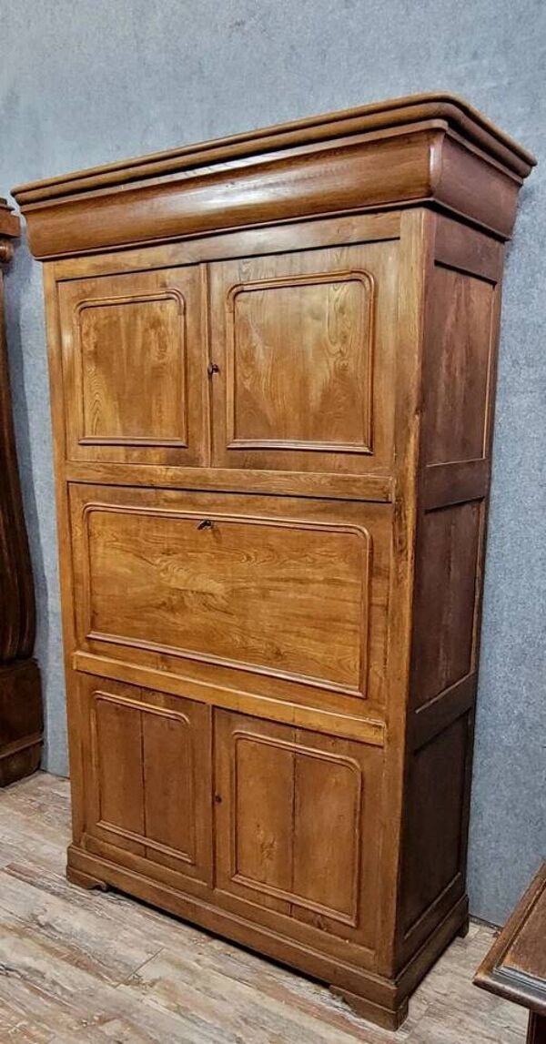 Secrétaire cabinet a cache secrète époque Louis Philippe en frêne et orme