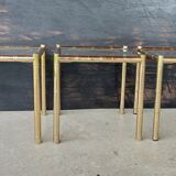 Vintage lancel house, 3 ends of sofa / side tables, in gilded brass bamboo way tbe.