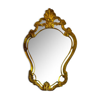Miroir à parcloses style Louis XV  100 cm X 70 cm en bois sculpté et doré