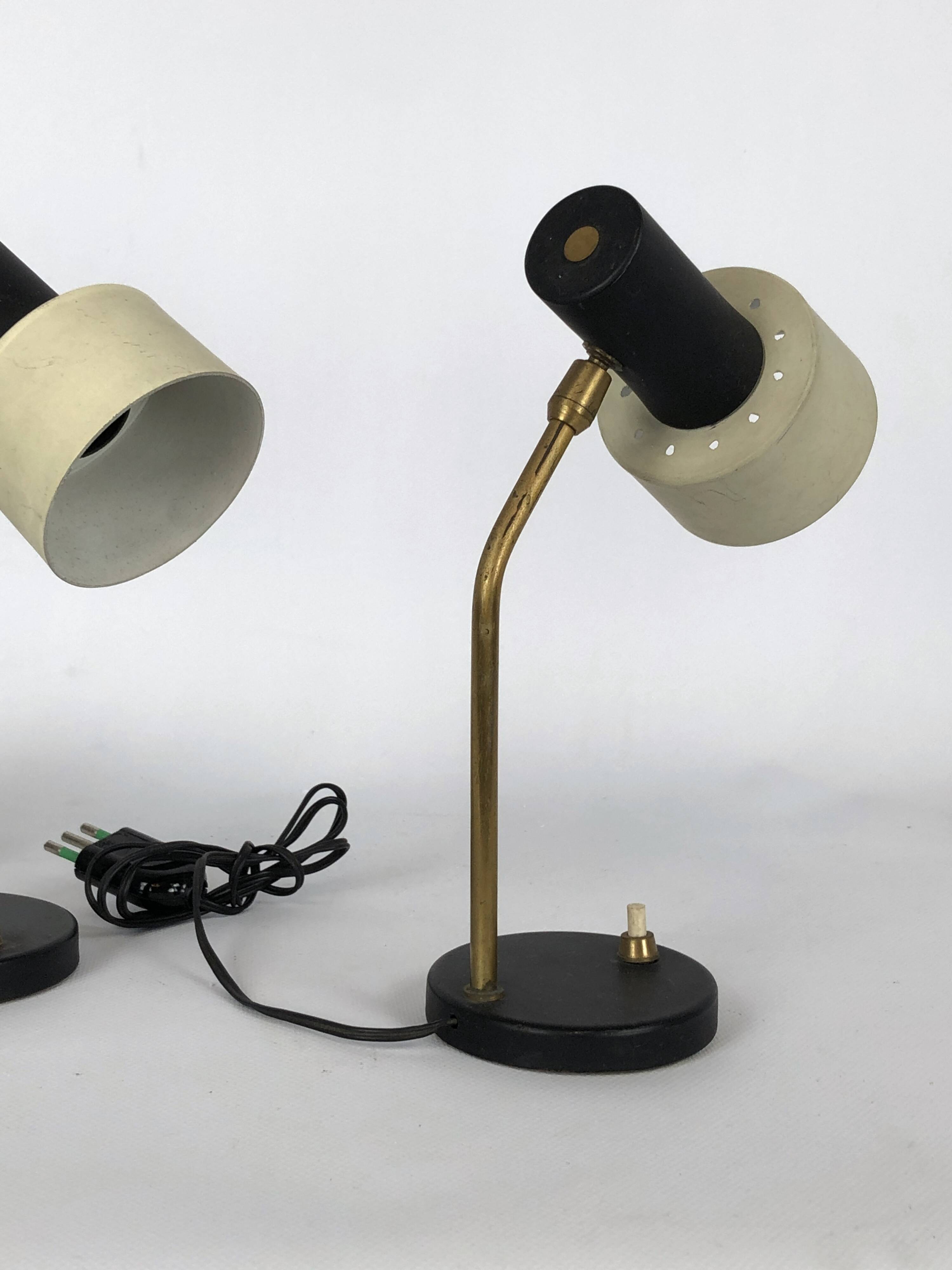 Mid-century Italian adjustable cone table lamps