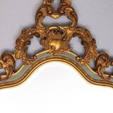 Baroque gilded Louis XV style beveled mirror with " Brevete" label, 1950s