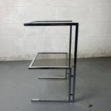 End table in chrome and smoked glass