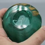 old small frosted glass ball vase floral art nouveau decor legras mont