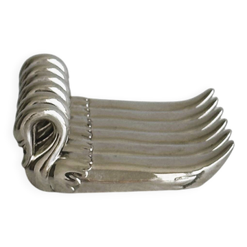 set of 6 silver metal swan-shaped knife holders