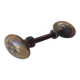 Pair of antique oval door handles in solid gold-plated brass.