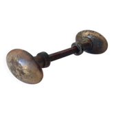 Pair of antique oval door handles in solid gold-plated brass.