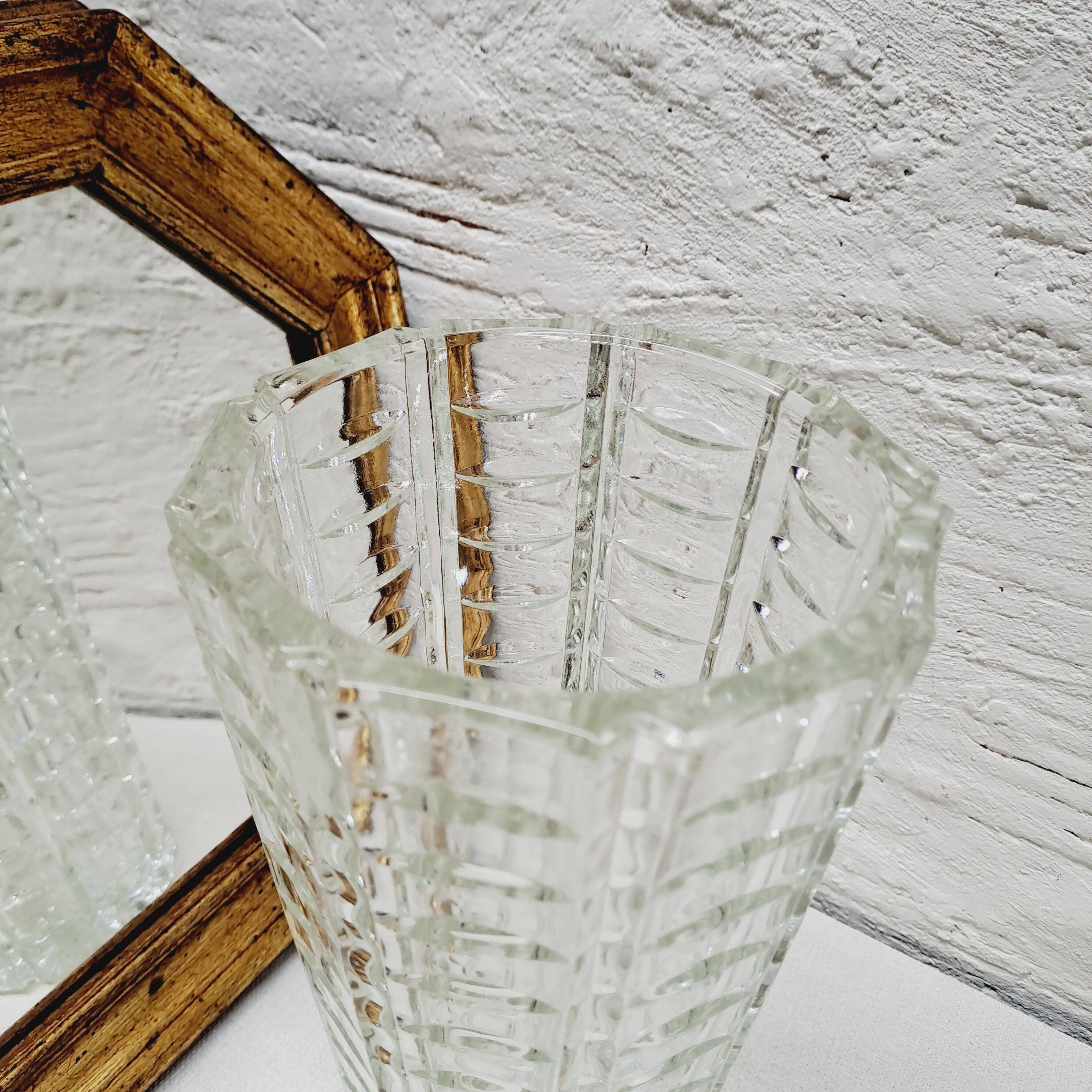 Vase verre ciselé Années 70