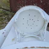 Old curved wooden stool revisited patinated white