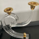 Pair of Hollywood Regency candlesticks in lucite and brass