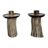 Antique deer wood candlesticks