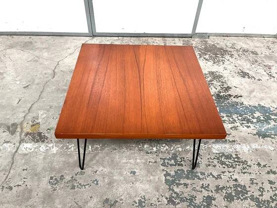 Teak coffee table with hairpin legs