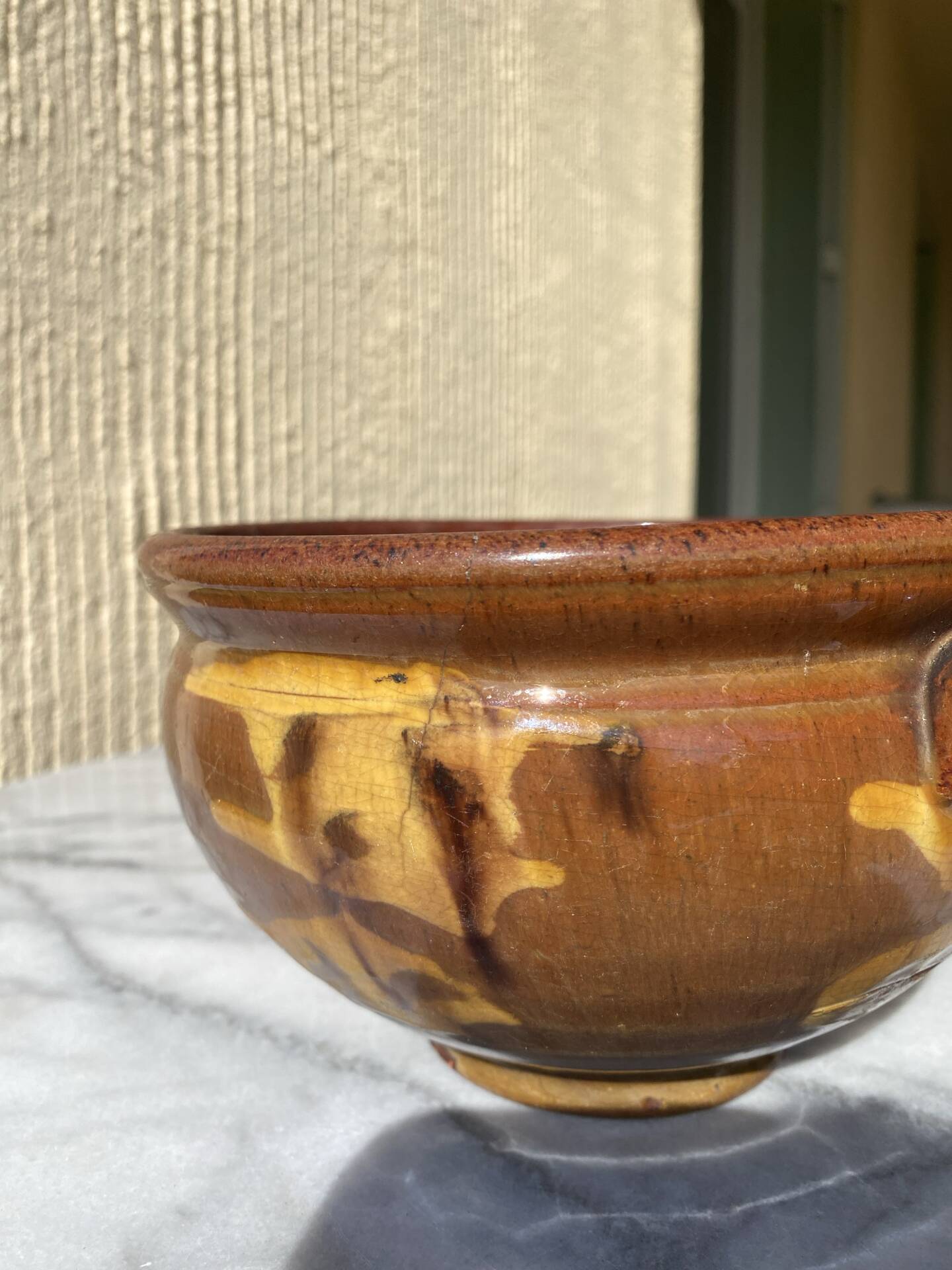 Antique glazed earthenware soup tureen
