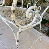 Pair of metal garden armchairs, 19th century