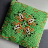 Vintage canvas embroidered cushion