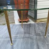 Table low glass and brass 50s