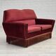 1970s, Danish 2-seater sofa, red furniture velour.