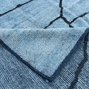 Sky Blue Wool Rug, Modern Handmade Designer Vintage Carpet, 213x281 Cm