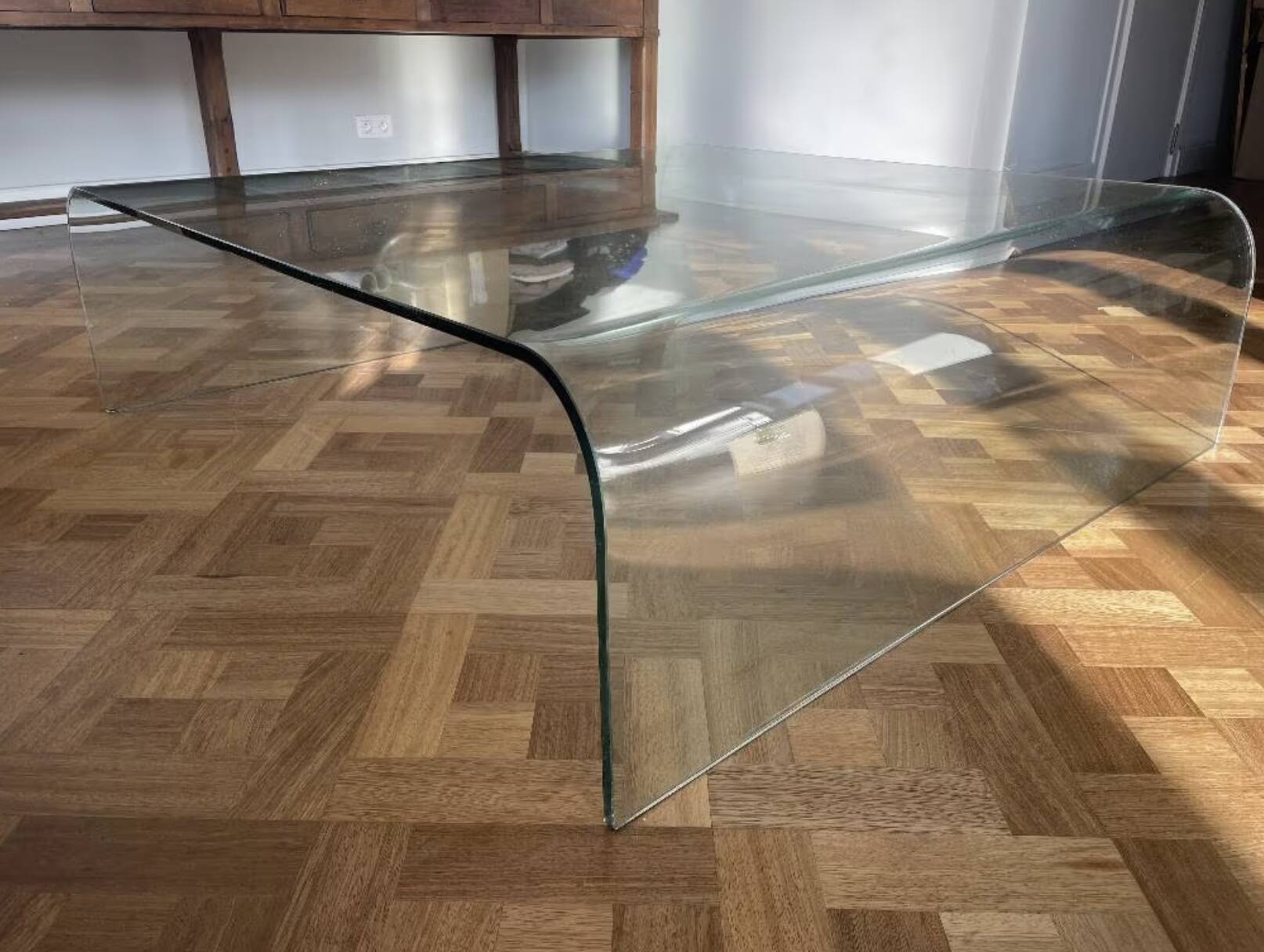 Large glass coffee table – fiam style, vintage