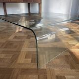 Large glass coffee table – fiam style, vintage