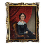 Portrait miniature d'une jeune femme de style Biedermeier du XIXe siècle