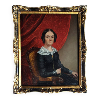 Portrait miniature d'une jeune femme de style Biedermeier du XIXe siècle