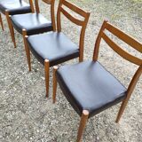 4 chaises vintage bois et skaï années 70