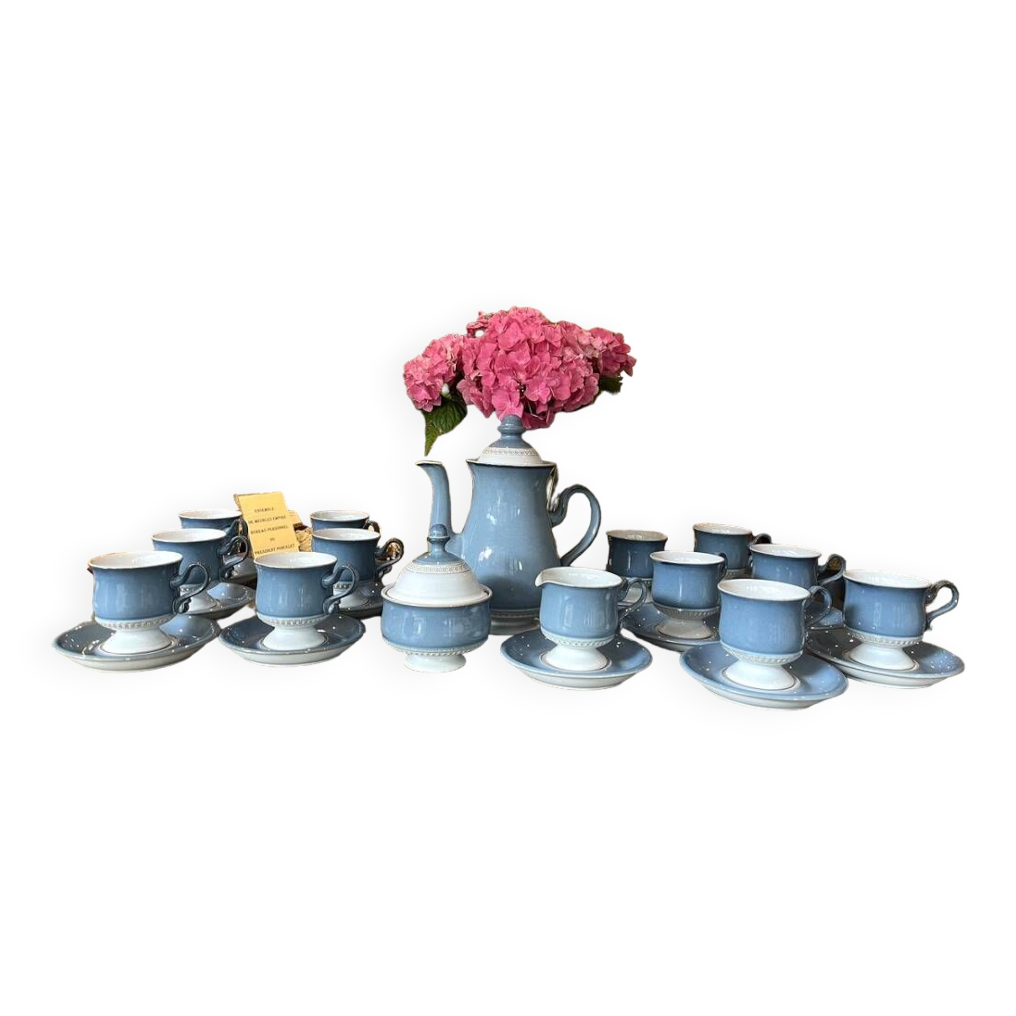 English stoneware tea service denby england 12 pale blue and white castille model