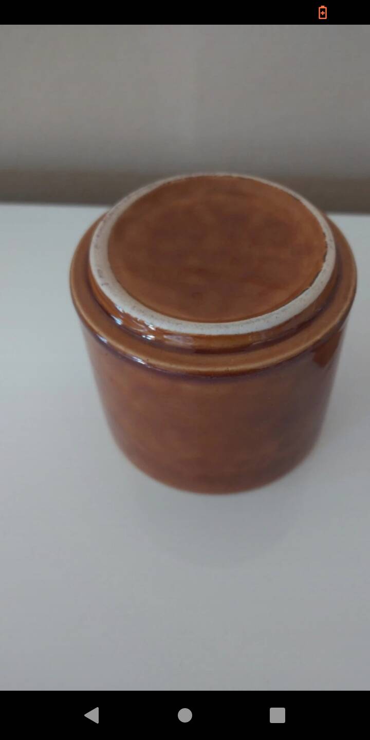 2 vintage khaki ceramic mugs