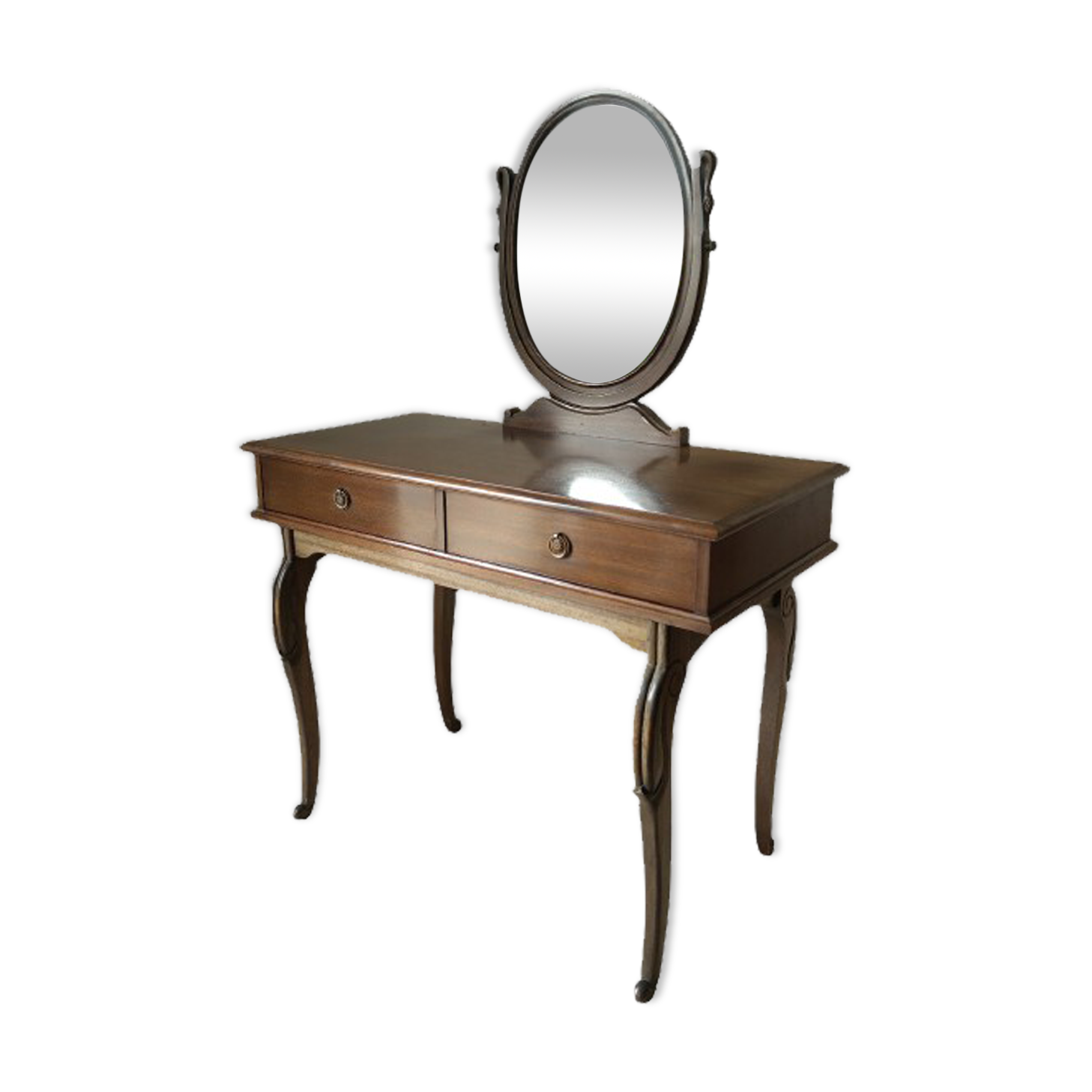 Art Deco style dressing table in mahogany gooseneck mirror