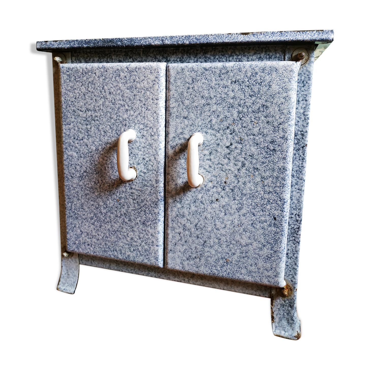 Sideboard enamelled sheet metal school old 50s vintage porcelain