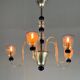 Venetian chandelier in gold and dark blue Murano glass, 5 light arms, circa 1960