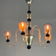 Venetian chandelier in gold and dark blue Murano glass, 5 light arms, circa 1960