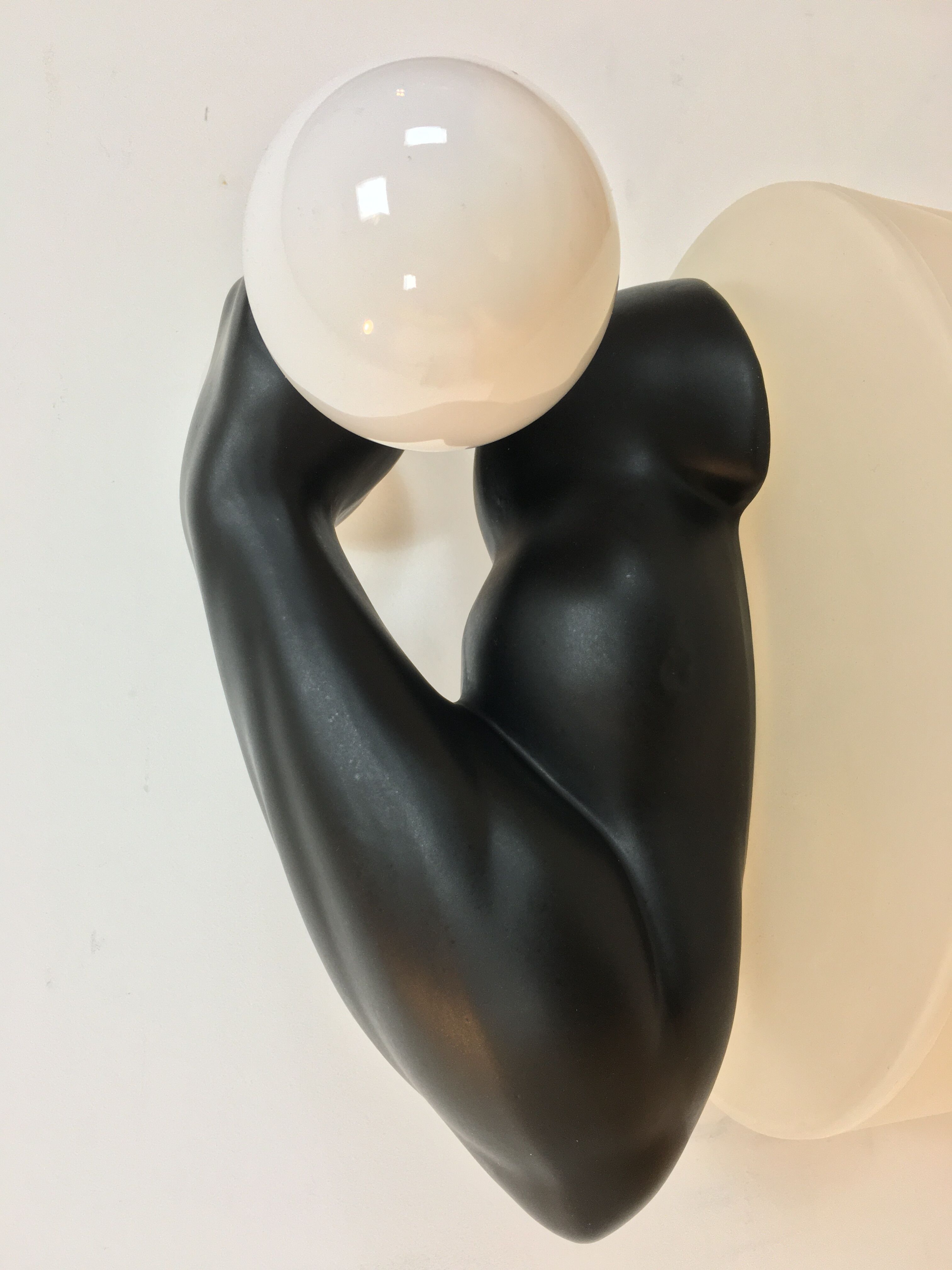 "Haltère" sconce by J.C. Peiré 1980, black ceramic