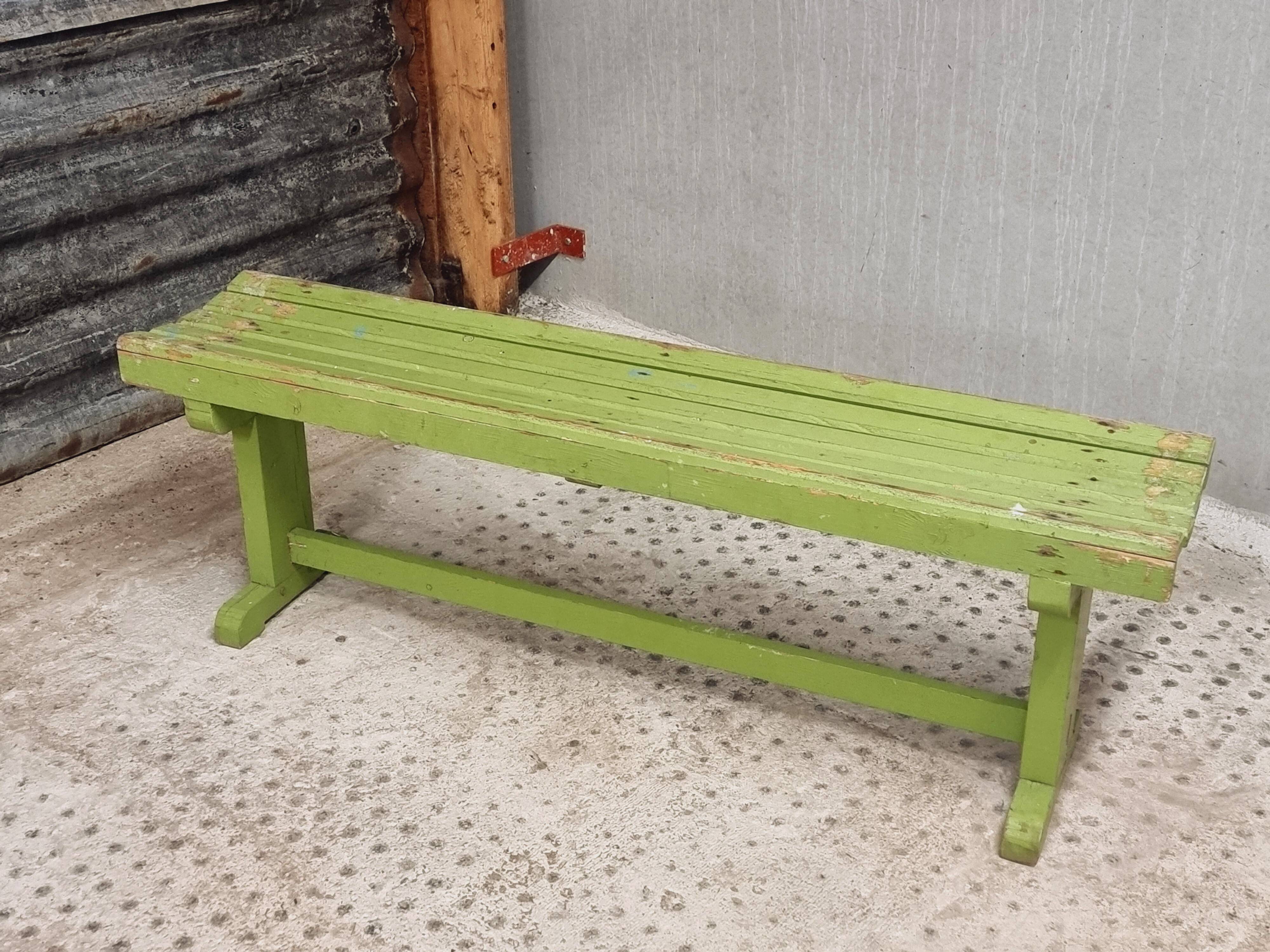 Vintage wooden bench grass green garden bench 140 cm