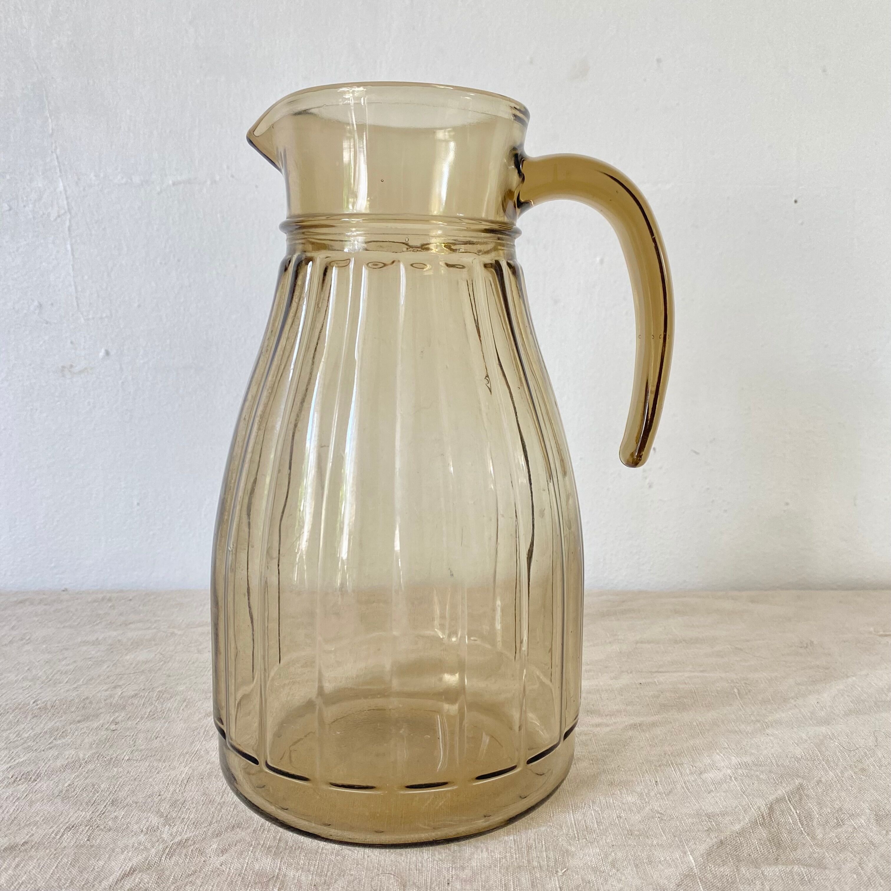 Smoked glass pitcher from the 70s