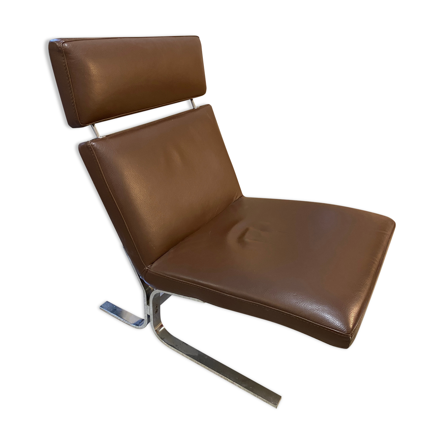 Lounge chair cuir marron