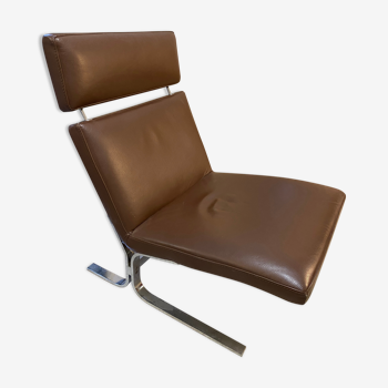 Lounge chair cuir marron