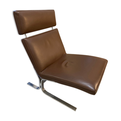 Lounge chair cuir marron