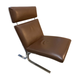 Lounge chair cuir marron