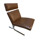 Lounge chair cuir marron