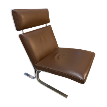 Lounge chair cuir marron