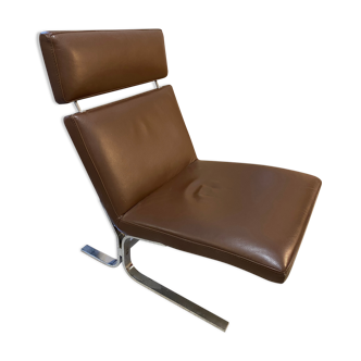 Lounge chair cuir marron